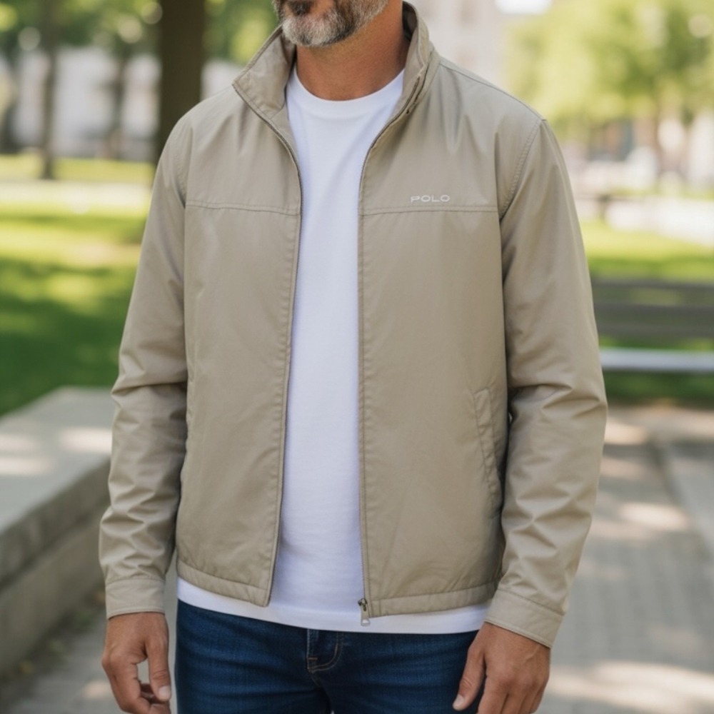 Ralph Lauren Polo Golf Jacket Mens XL Full Zip Khaki‎ Mesh Lined